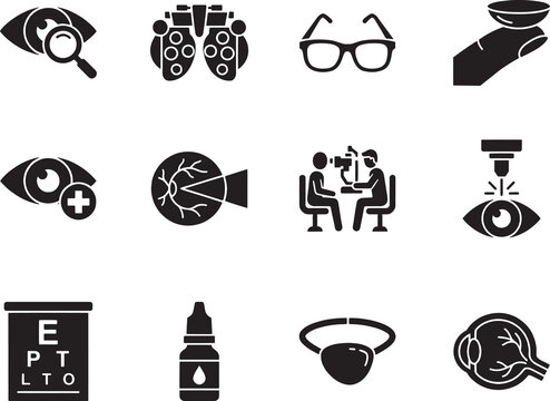 Set oftalmology icon isolated on white