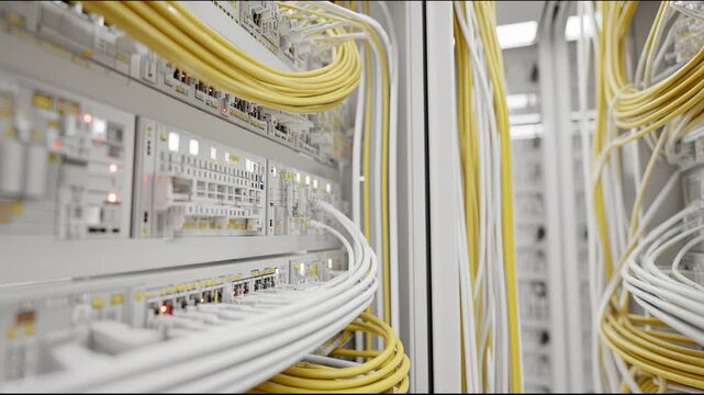Network cable cabinet with multiple patch panels