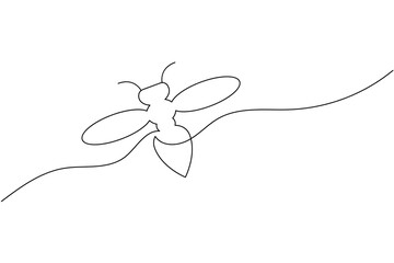 Minimalist bee continuous one line art vector illustration