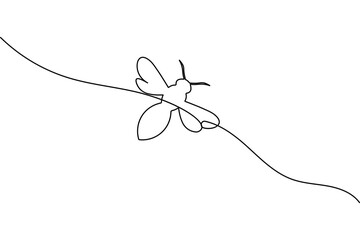 Minimalist bee continuous one line art vector illustration