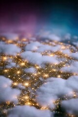 City Lights Glowing Through Clouds at Night
