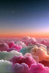 Colorful Clouds Floating in the Sky at Sunset
