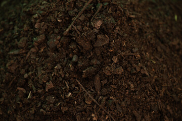 Texture and surface of soil mixed with manure background.