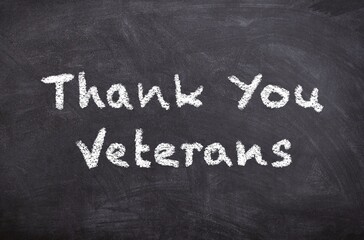 Hand drawn chalk sketch on blackboard with the text Thank You Veterans for Veterans Day symbolizing gratitude respect and recognition for veterans