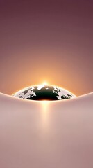 Earth Rising with Sunrise in Abstract Landscape