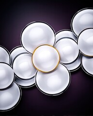 Elegant Plates Arranged on Dark Purple Background