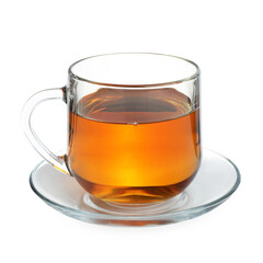 Cup of hot tea isolated on white