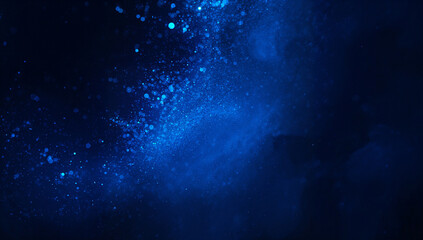 Obraz premium 青い光の粒子が斜めに流れる動きを感じるダークブルー抽象背景デザイン.生成AI