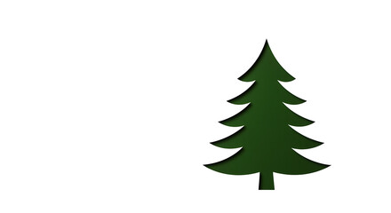 Green Christmas Tree Cutout on White Background holiday paper cu