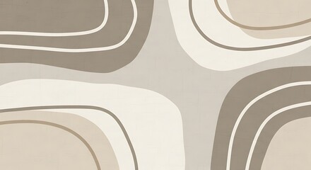 Abstract wavy pattern with organic shapes in neutral beige and brown tones.