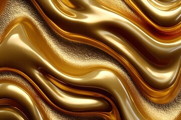 Stunning abstract background featuring dynamic waves of luxurious, flowing molten gold texture perfect for premium branding