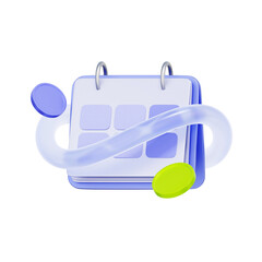 3D icon of a calendar with an infinity loop and coins For fiscal year planning, continuous revenue, financial cycle, and budget schedule.