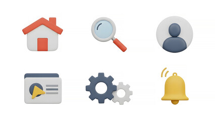 Web interface or app icons for home profile search settings notification icon set collection