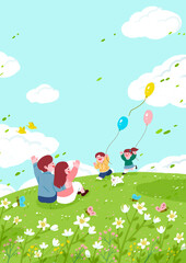 봄 나들이 가족 휴식 공원 봄방학 꽃구경