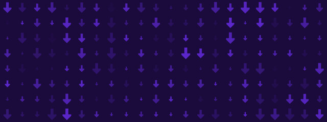 Abstract digital pattern with varying purple down arrows on a dark background, representing data flow or technological movement © SimpleDesignStudio