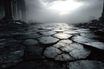 Ancient Stone Path Leading to Mysterious Ruins