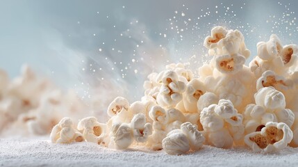 Popcorn texture macro supports snack branding, packaging visuals, and food promotion concepts. High-detail kernels strengthen commercial relevance for cinema food marketing and product advertising
