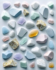 Colorful Stones Arranged on White Background