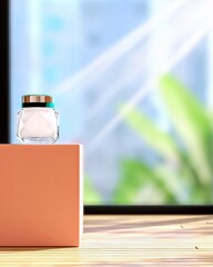 Cosmetic Cream Jar on Display with Natural Light