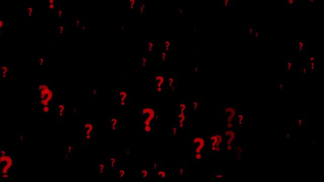 Red Question Marks Scattered Across a Dark Black Background Keywords: question mark, red, symbol, query, confusion, mystery, unknown, doubt, inquiry, problem, solution, search, information