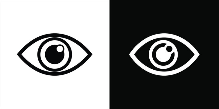 Abstract minimalist icons of eyes against black and white backgrounds