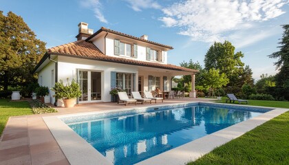 Fototapeta premium Modern and luxurious house with garage