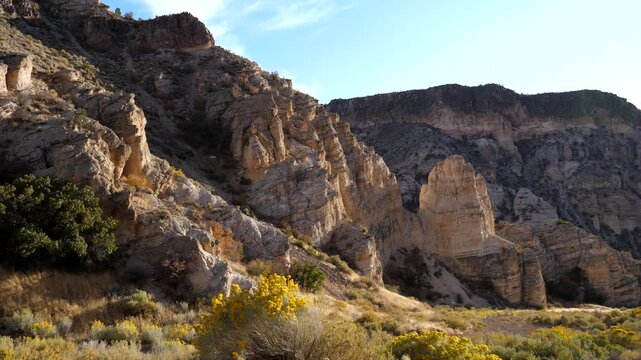 Dramatic mountain landscape at Kershaw-Ryan State Park in Lincoln County near Caliente, Nevada
