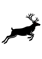 reindeer leap jumping. in black silhouette
