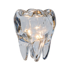 Glass molar tooth shaped decorative light fixture isolated on transparent background