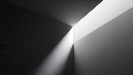 A single harsh diagonal dividing wall into bright and dark halves forming pure hard-light minimalism
