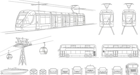 urban transport, public transit, city mobility, travel options, modern vehicles, traffic flow, transportation diversity, commuting, infrastructure, rail, bus, car, boat, cable car, double decker ©  jahanara