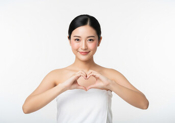 young woman in white bathrobe