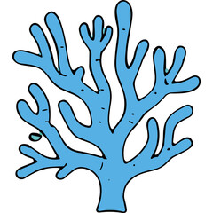 Obraz premium Stylized light blue coral branching structure against a solid black background with minimal details and artistic simplicity