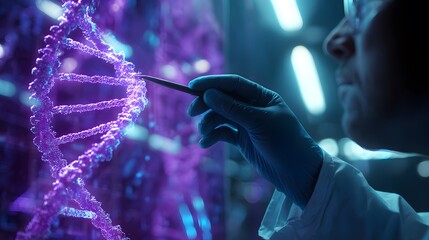 Futuristic DNA Helix Visualization Highlighting Advanced Genetic Research and Cutting-Edge Biotechnology Innovation in Science