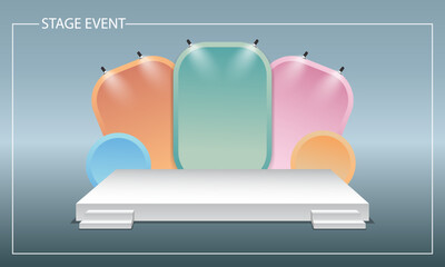 3d illustration  even stage empty backdrop, Vector Illustration
