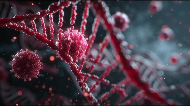 Hepatitis B infection. HBV. Liver inflammation. Liver damage. Jaundice. Digital representation of DNA and viral cells in microscopic view.