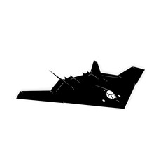 Black silhouette of a modern stealth bomber aircraft in flight, depicted as a graphic resource.
