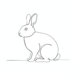 Obraz premium Simple Line Drawing of a Rabbit