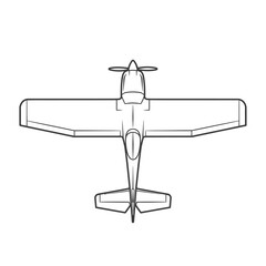 Top-down outline drawing of a single-engine propeller airplane, viewed from above, with wings extended horizontally.