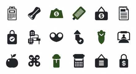 Comprehensive collection of versatile vector icons for business, finance, shopping, technology, and daily life, ideal for web and app design, presentations, and infographics.