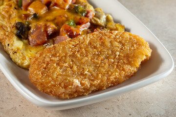 A view of a hash brown patty.