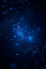 Fototapeta premium 濃紺のグラデーションに光の粒が浮かぶ縦長抽象背景ビジネスとIT両方に使いやすい背景素材.生成AI