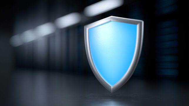 Blue shield cybersecurity data protection network security digital defense secure server technology firewall encryption safety