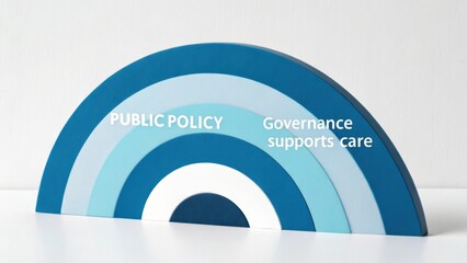 Colorful arch design representing public policy with supportive governance message in modern office setting