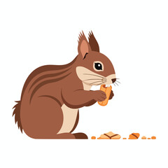 Cartoon Squirrel Eating Nut