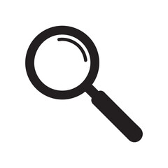 Simple black magnifying glass icon on white background
