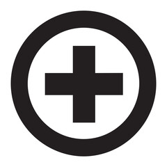 Fototapeta premium Black plus sign inside a circle icon