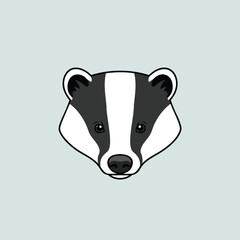 Vector illustration of a badger s head on a light background