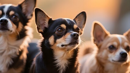 Three small Chihuahuas together.