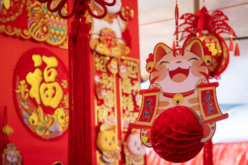 Traditional Chinese New Year decorations at a shop in Singapore